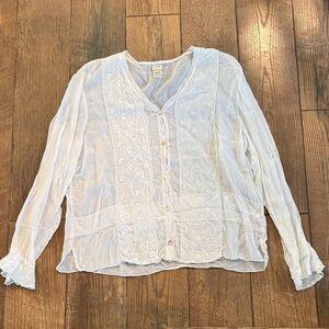J. Jill White Embroidered Blouse